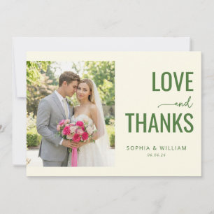 Joyful Green Minimalist Photo Thank You Card
