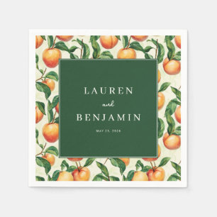 Joyful Green Peach Illustration Napkin