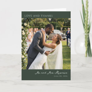 Joyful Green Romantic Photo Thank You Card