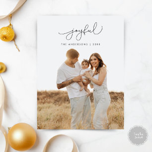 Joyful Greeting, Merry Christmas Family Photo Postcard