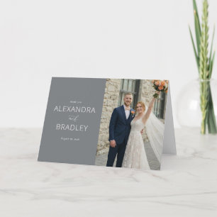 Joyful Grey Elegant Photo Thank You Card