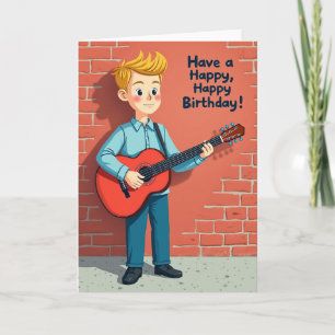 Joyful Guitarist Birthday Card