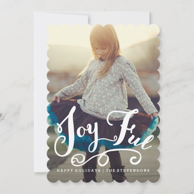 JOYFUL | Handwritten Swirl Holiday Photo Card (Front)