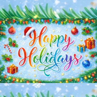  Joyful Happy Holidays Seasonal Graphic Holiday Card