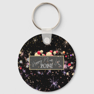 Joyful happy new year 2-24 banner key ring