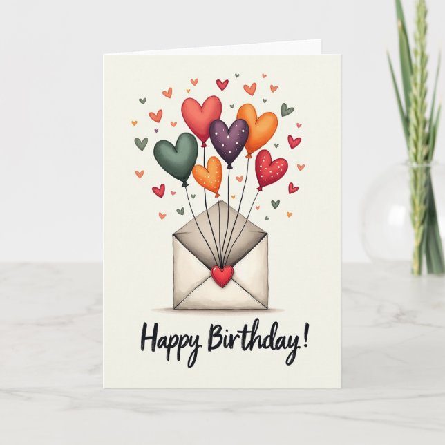 Joyful Heart Balloons Birthday Card (Front)