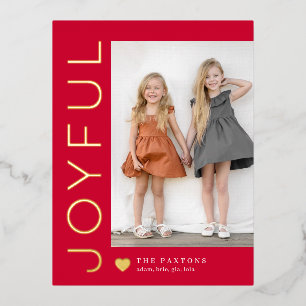 Joyful Heart Editable Colour Foil Holiday Postcard