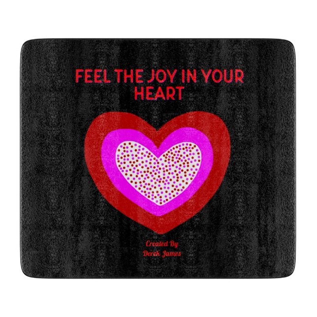 Joyful Heart Glass Cutting Board (Front)