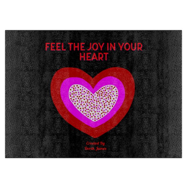 Joyful Heart Glass Cutting Board (Front)