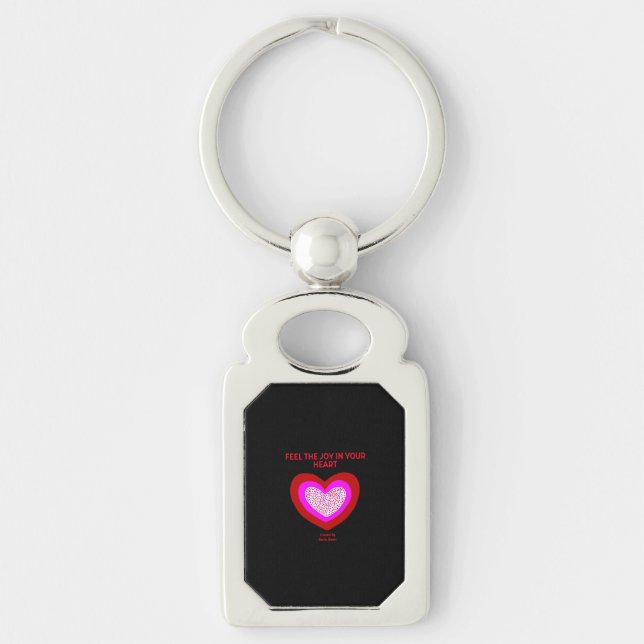 Joyful Heart Rectangle Metal Keychain (Front)