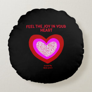Joyful Heart Round Throw Pillow