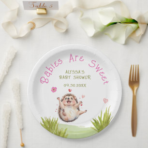Joyful Hedgehog Garden Party Sweet Baby Shower Paper Plate