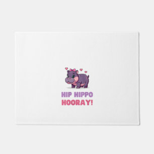 Joyful HIP HIPPO HOORAY MOO DENG Hippo Theme Zoo F Doormat