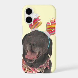 Joyful Holiday Black Labrador Retriever Dog