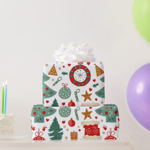 Joyful Holiday Pattern with Festive Icons Wrapping Paper