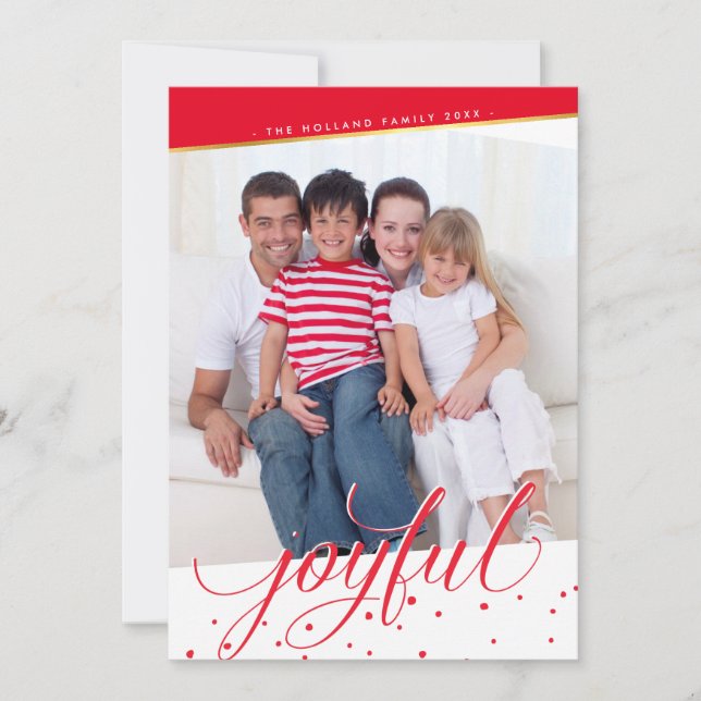 JOYFUL HOLIDAY PHOTO stylish calligraphy gold red (Front)