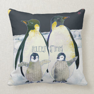 Joyful Holiday Spirits Emperor Penguin Pillows