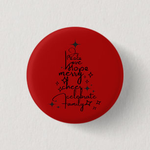 Joyful Holiday Tree - Typography Art Festive Words 3 Cm Round Badge