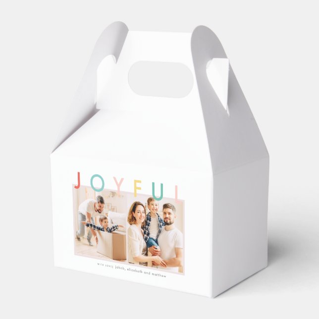 Joyful Holidays Modern Simple Colourful Fun Holida Favour Box (Front Side)