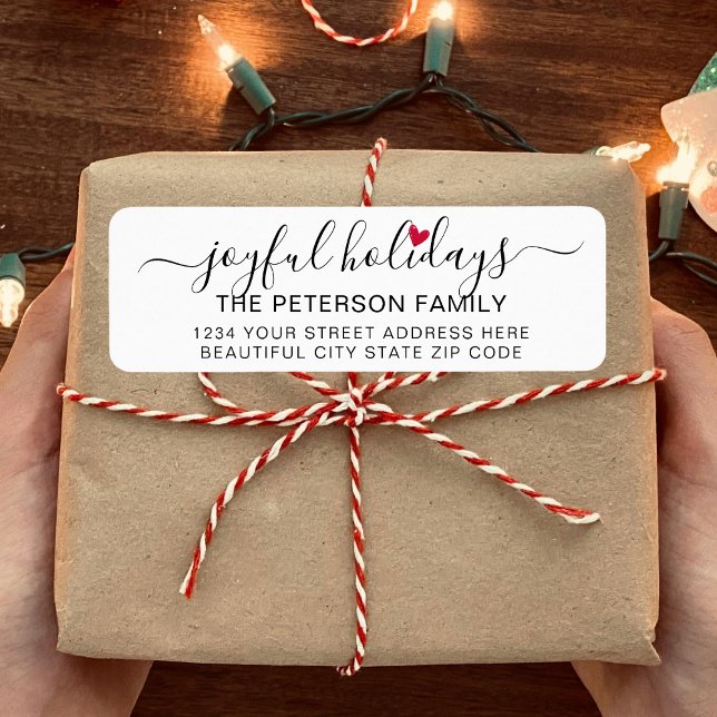 Joyful Holidays Script Holiday Return Address  Label (Creator Uploaded)