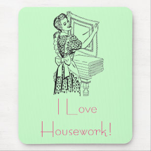 Joyful housewife mouse pad
