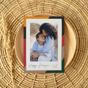 Joyful Hues Vertical Photo Kwanzaa Foil Holiday Card