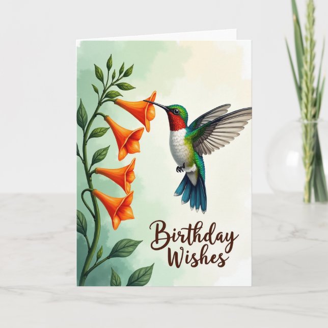 Joyful Hummingbird Birthday Card (Front)