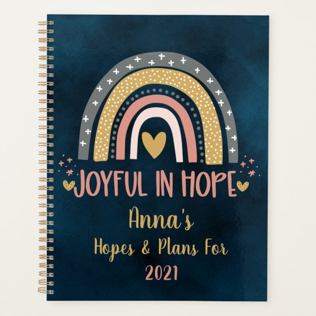 Joyful In Hope Pink Christian Rainbow 2021 Planner (Front)