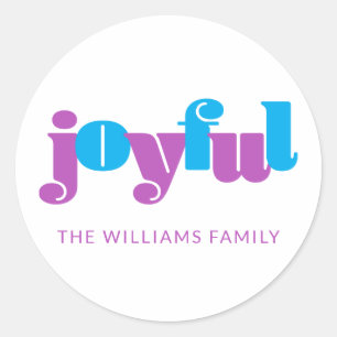 Joyful In Pink & Blue Classic Round Sticker