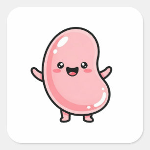 Joyful Jellybean – Cute Kawaii Illustration Square Sticker
