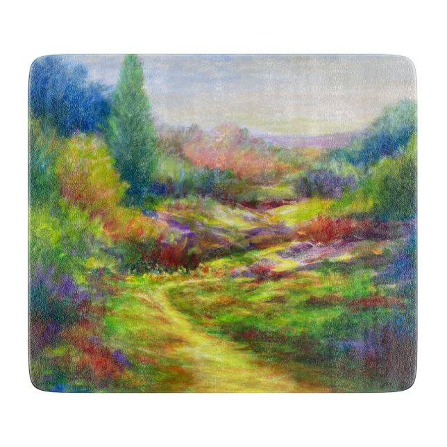 Joyful Journey-Colourful and Whimsical Landscape Cutting Board (Front)