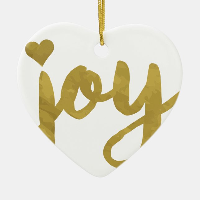 Joyful Joyful I've Got Joy Full of Joy Gold Art Ceramic Ornament (Front)