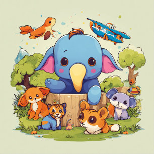 Joyful Jungle Buddies Throw Pillow