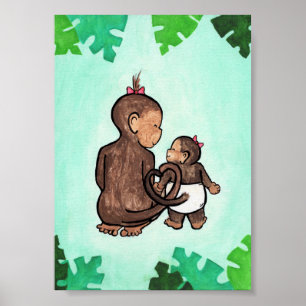 Joyful Jungle Monkeys Art Print-Monkey Sisters Poster