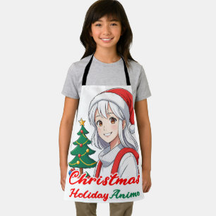 Joyful kawaii girl - Christmas Holiday Anime Apron