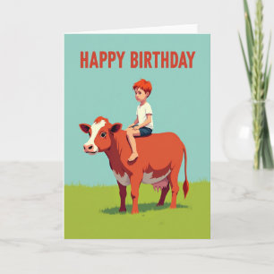 Joyful Kid Bovine Birthday Card