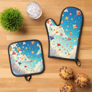 Joyful Kites Soaring High Oven Mitt & Pot Holder Set