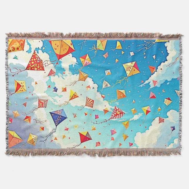 Joyful Kites Soaring High Throw Blanket (Front)