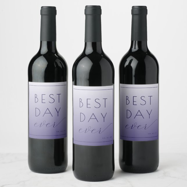 Joyful Lavender Calligraphy Wine Label (Bottles)