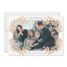 Joyful Leaves Paper Holiday Photo Card