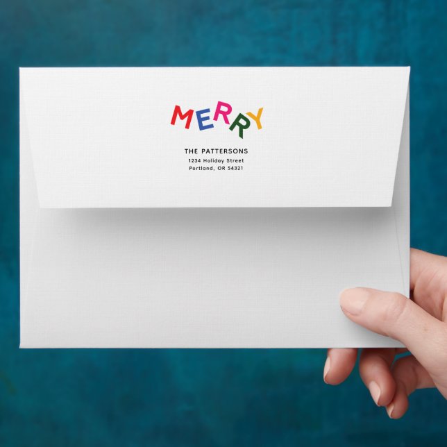 Joyful Lettering Holiday Return Address Envelope (Hand)