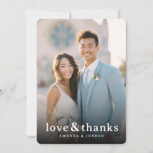 Joyful Light Blue Romantic Photo Thank You Card