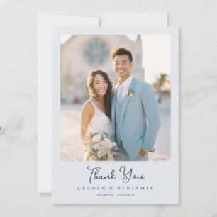 Joyful Light Blue Romantic Photo Thank You Card