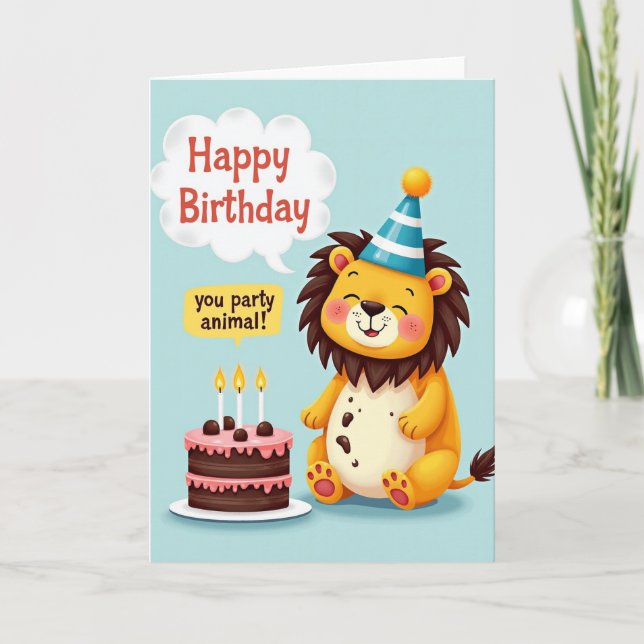Joyful Lion Cub Birthday Card (Front)