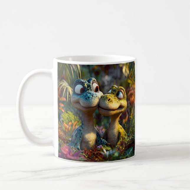 Joyful Lizard Couple Jungle Coffee Mug (Left)