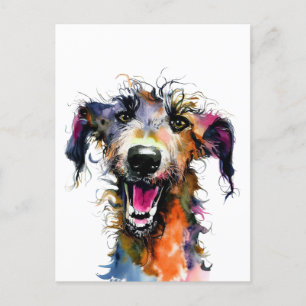 Joyful Lurcher   Colourful lurcher design   Happy  Postcard