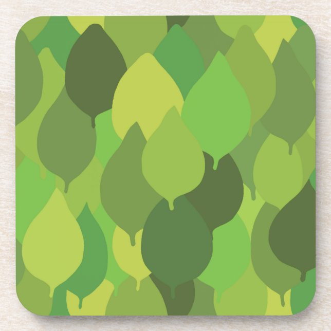 Joyful Lush Leaves - seamless surface pattern.  Coaster (Front)