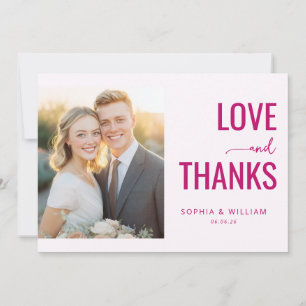 Joyful Magenta Contemporary Photo Thank You Card