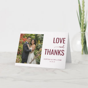 Joyful Maroon Elegant Photo Thank You Card