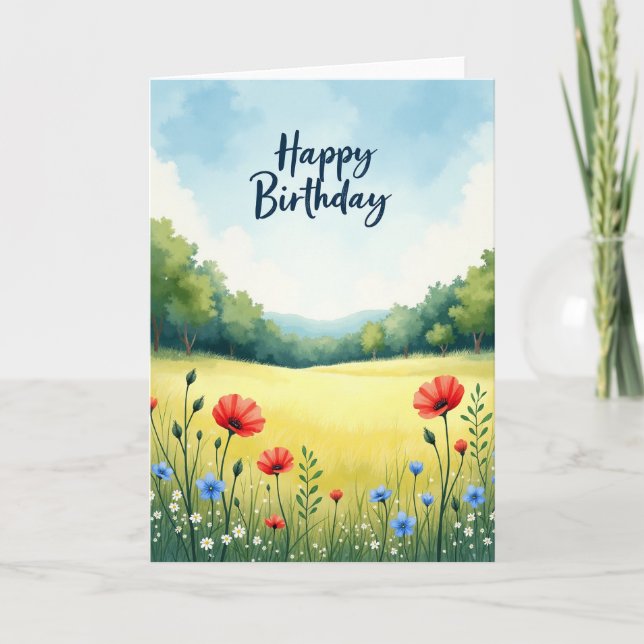 Joyful Meadow Birthday Card (Front)